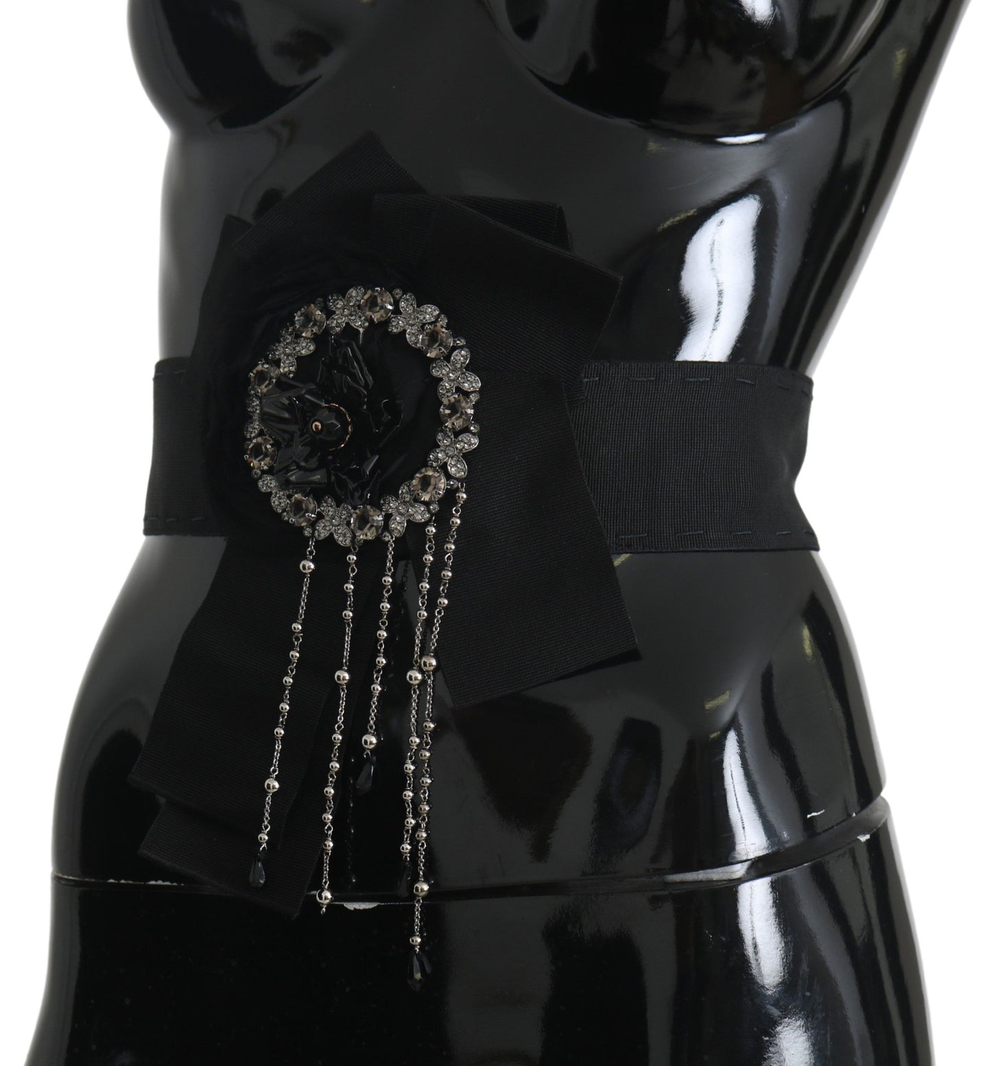 Dolce &amp; Gabbana Cintura larga Wai SATORIA con spilla in cristallo nero
