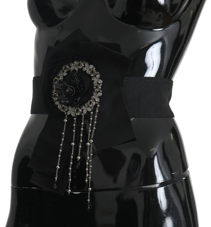 Dolce &amp; Gabbana Cintura larga Wai SATORIA con spilla in cristallo nero