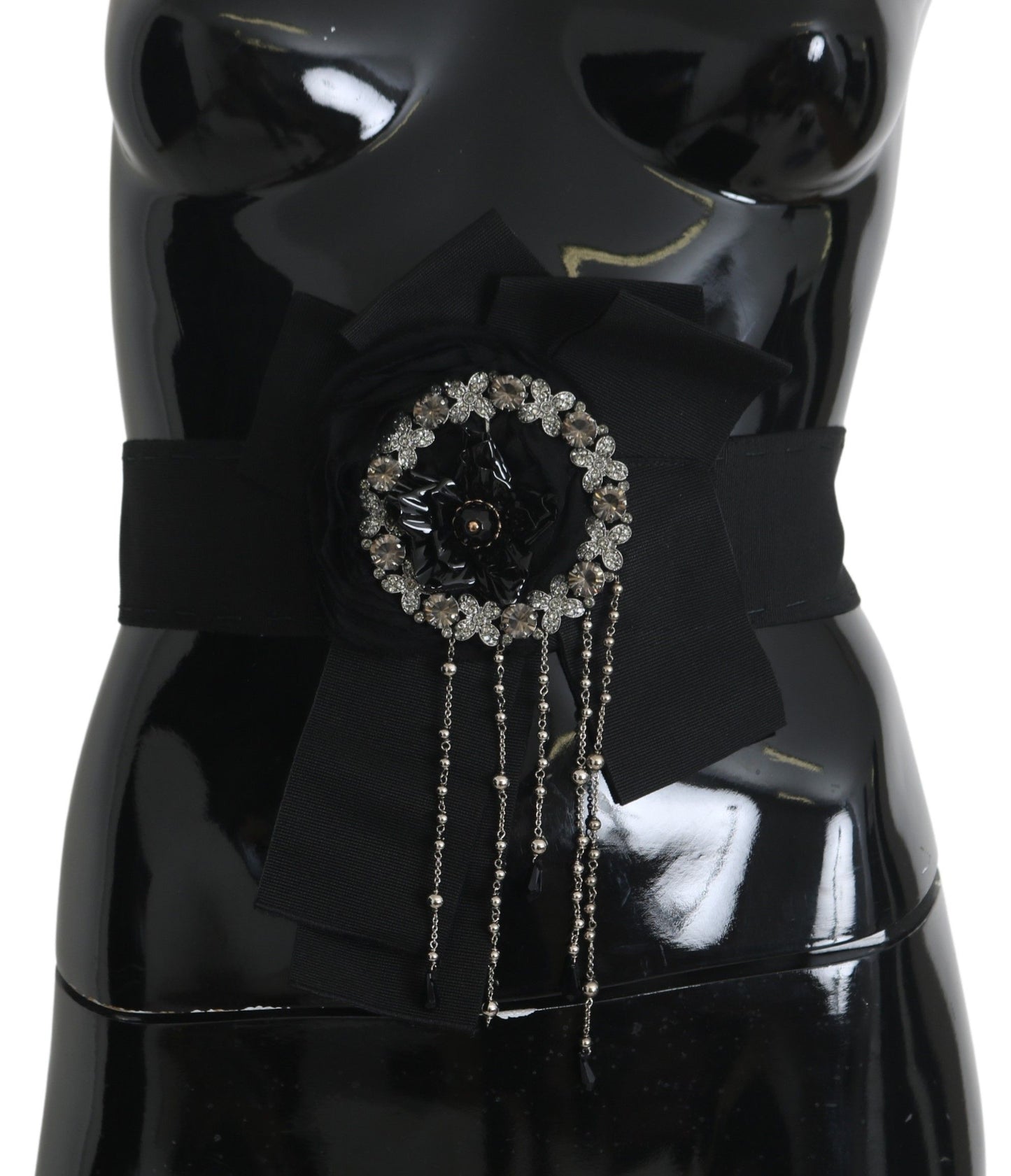 Dolce &amp; Gabbana Cintura larga Wai SATORIA con spilla in cristallo nero