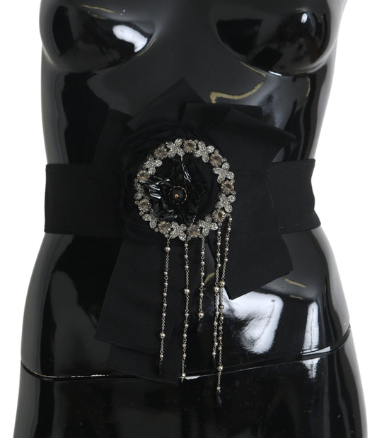 Dolce &amp; Gabbana Cintura larga Wai SATORIA con spilla in cristallo nero
