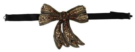 Papillon da donna Dolce &amp; Gabbana in seta color oro con strass