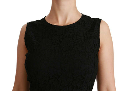 Abito tubino in pizzo floreale nero Dolce &amp; Gabbana