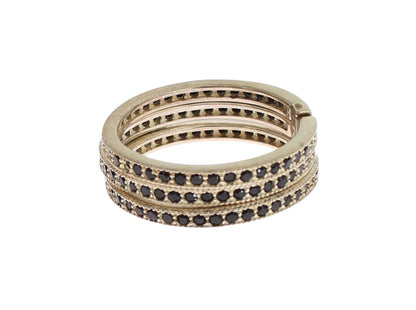Anello da donna in argento sterling 925 con zirconi neri Nialaya