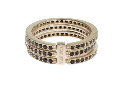 Anello da donna in argento sterling 925 con zirconi neri Nialaya