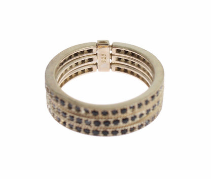 Anello da donna in argento sterling 925 con zirconi neri Nialaya