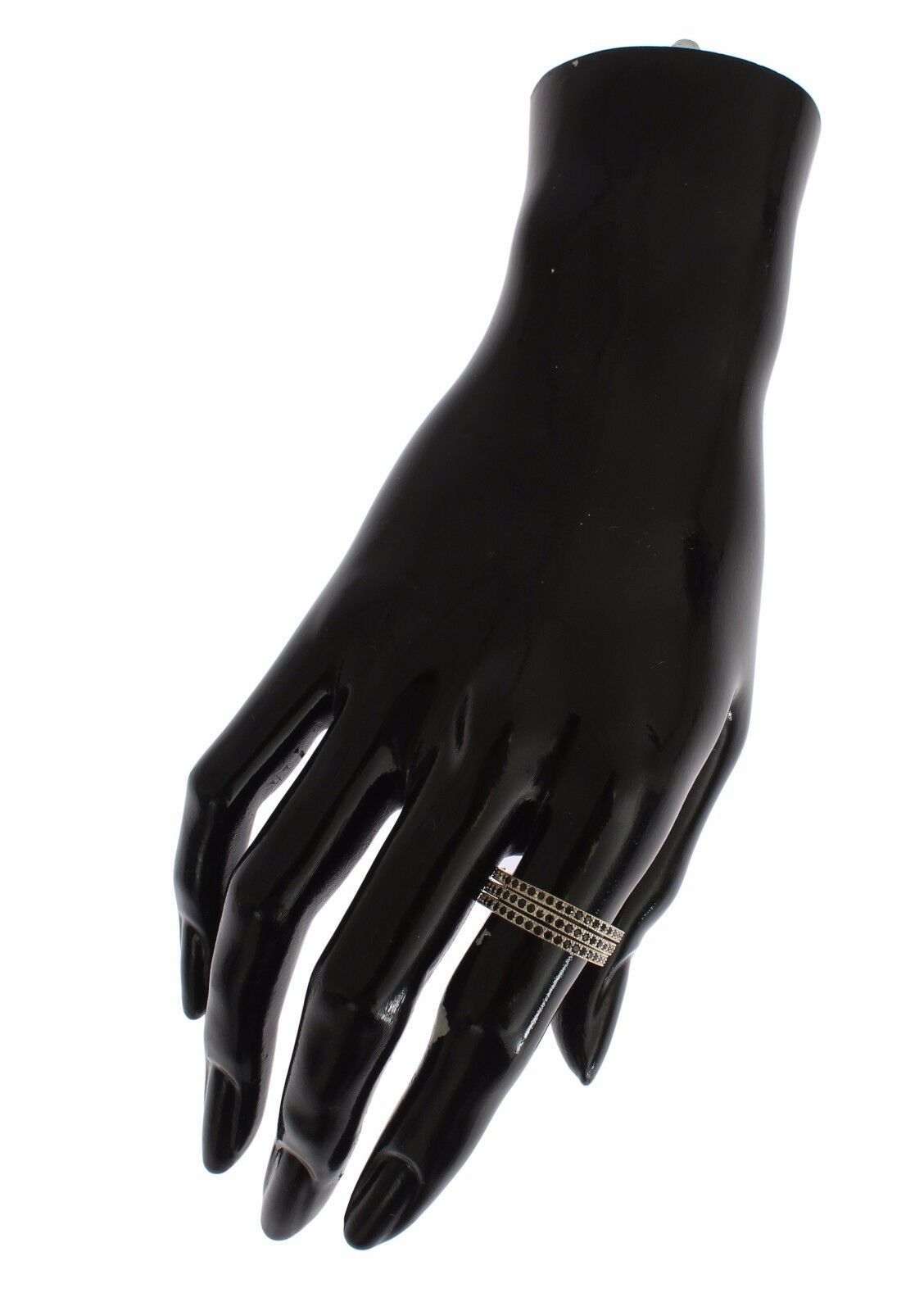 Anello da donna in argento sterling 925 con zirconi neri Nialaya