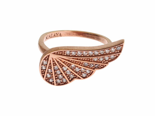 Anello da donna in argento 925 e oro rosa Nialaya con zirconi trasparenti