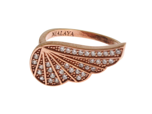 Anello da donna in argento 925 e oro rosa Nialaya con zirconi trasparenti