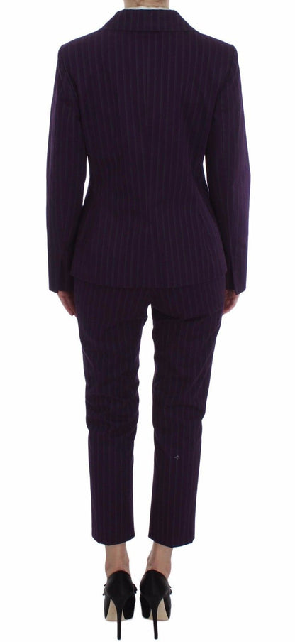 BENCIVENGA Completo blazer e pantaloni elasticizzati a righe viola