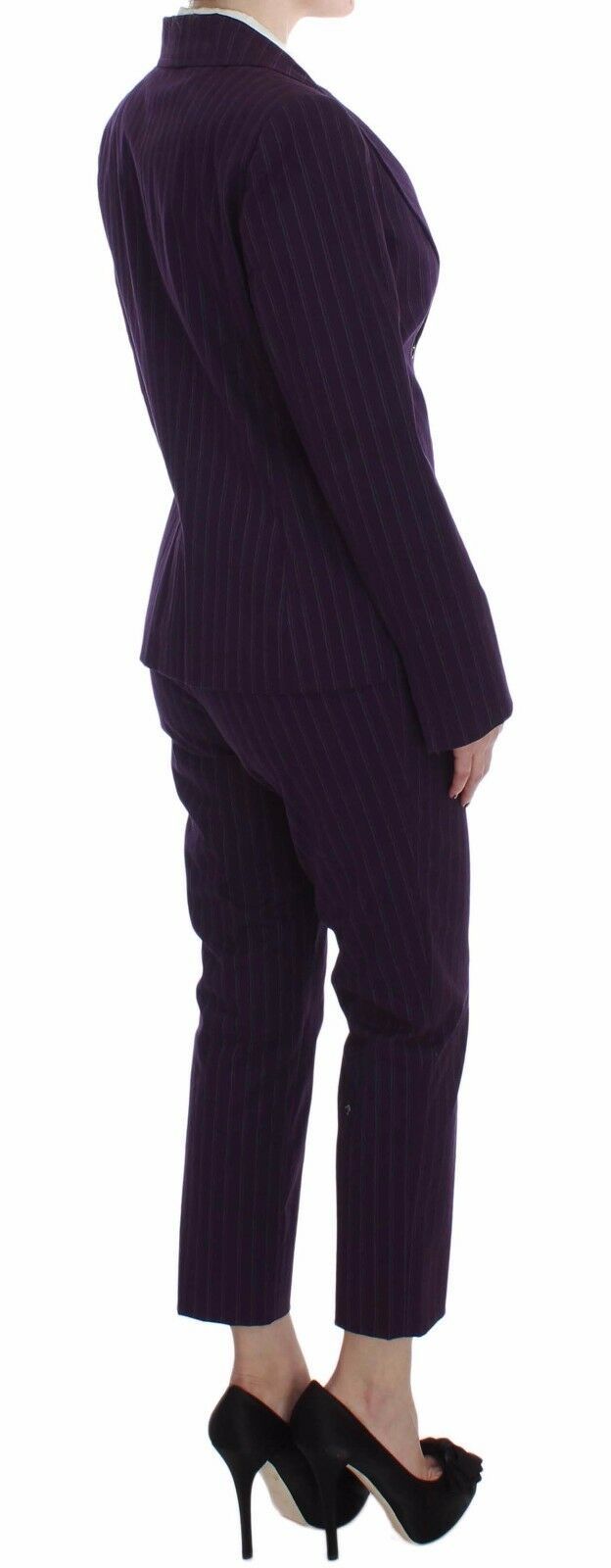 BENCIVENGA Completo blazer e pantaloni elasticizzati a righe viola