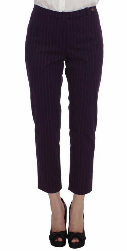 BENCIVENGA Completo blazer e pantaloni elasticizzati a righe viola