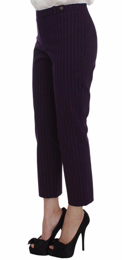 BENCIVENGA Completo blazer e pantaloni elasticizzati a righe viola