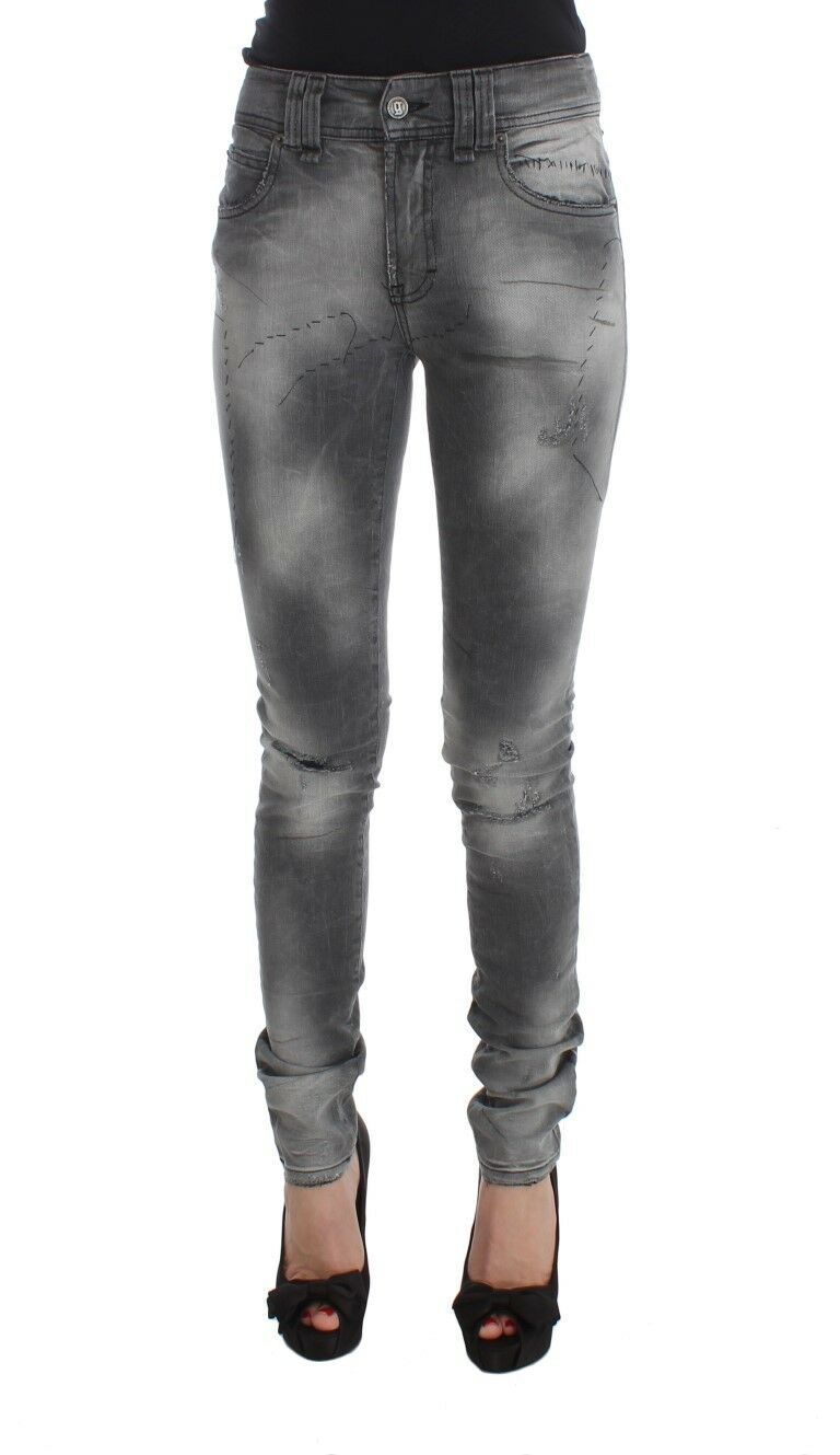 Pantaloni jeans slim fit in misto cotone lavaggio grigio John Galliano