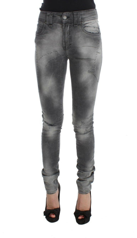 Pantaloni jeans slim fit in misto cotone lavaggio grigio John Galliano