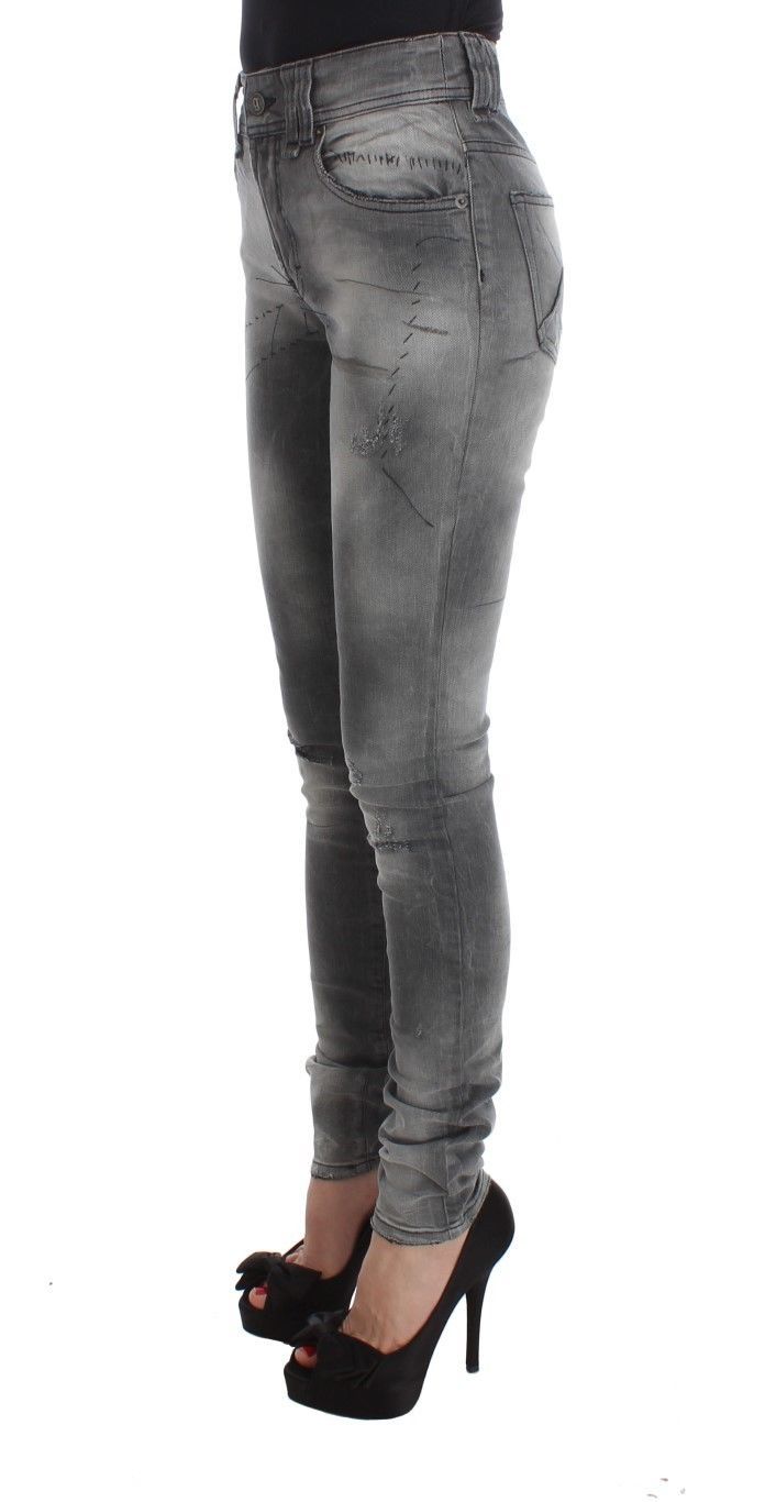 Pantaloni jeans slim fit in misto cotone lavaggio grigio John Galliano