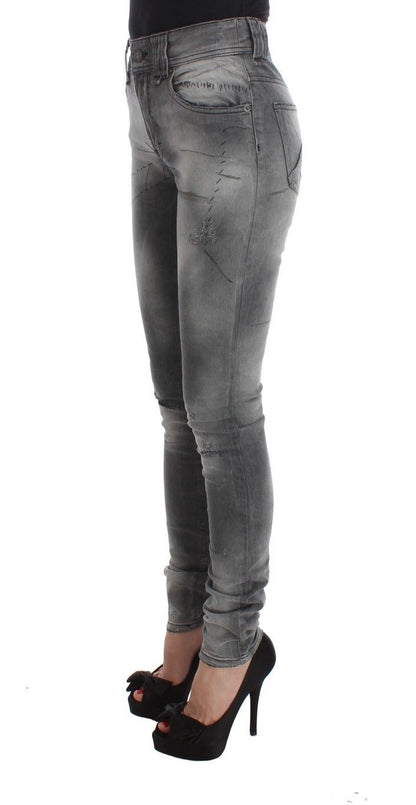 Pantaloni jeans slim fit in misto cotone lavaggio grigio John Galliano