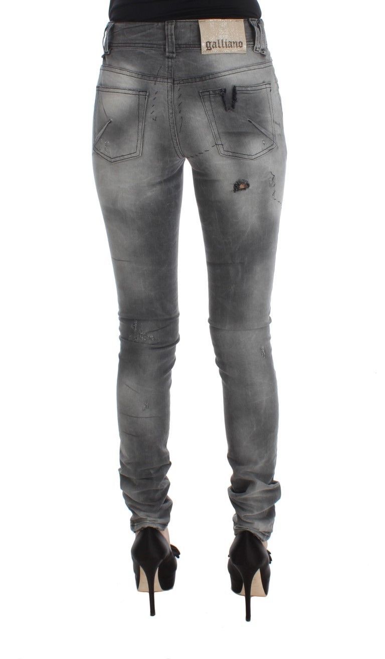 Pantaloni jeans slim fit in misto cotone lavaggio grigio John Galliano