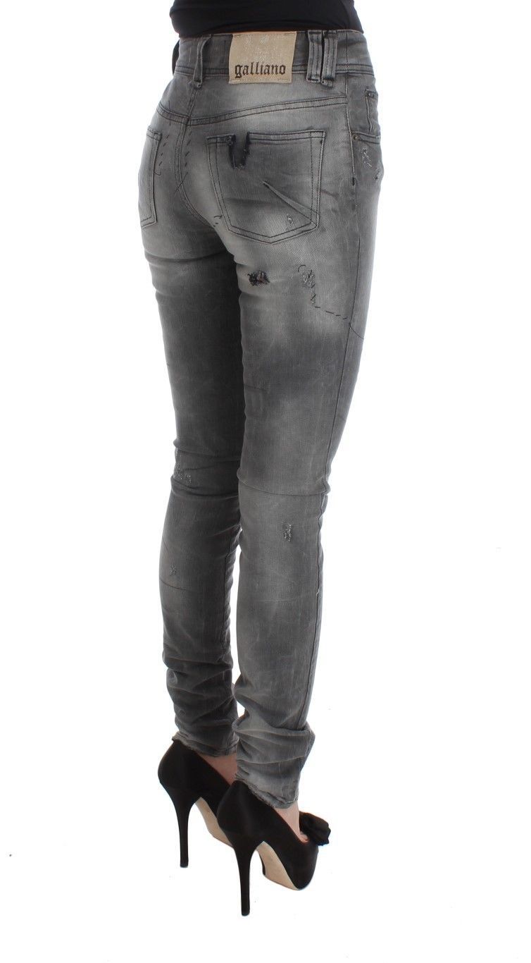 Pantaloni jeans slim fit in misto cotone lavaggio grigio John Galliano