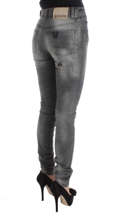 Pantaloni jeans slim fit in misto cotone lavaggio grigio John Galliano