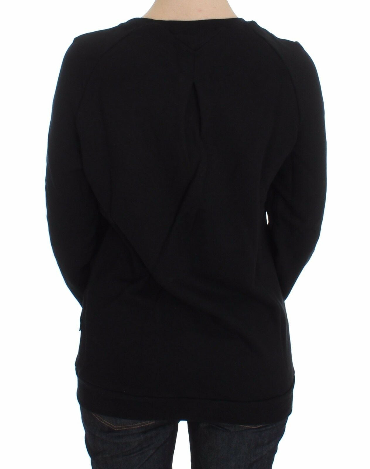 Maglione girocollo con stampa a motivi in ​​cotone nero Exte