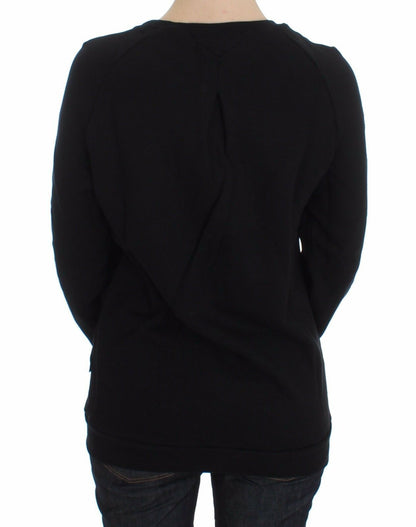 Maglione girocollo con stampa a motivi in ​​cotone nero Exte