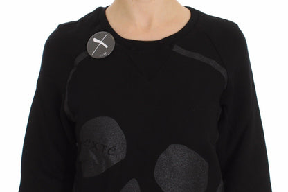Maglione girocollo con stampa a motivi in ​​cotone nero Exte
