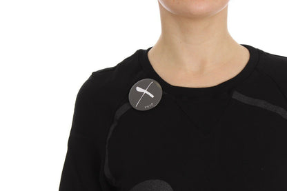 Maglione girocollo con stampa a motivi in ​​cotone nero Exte