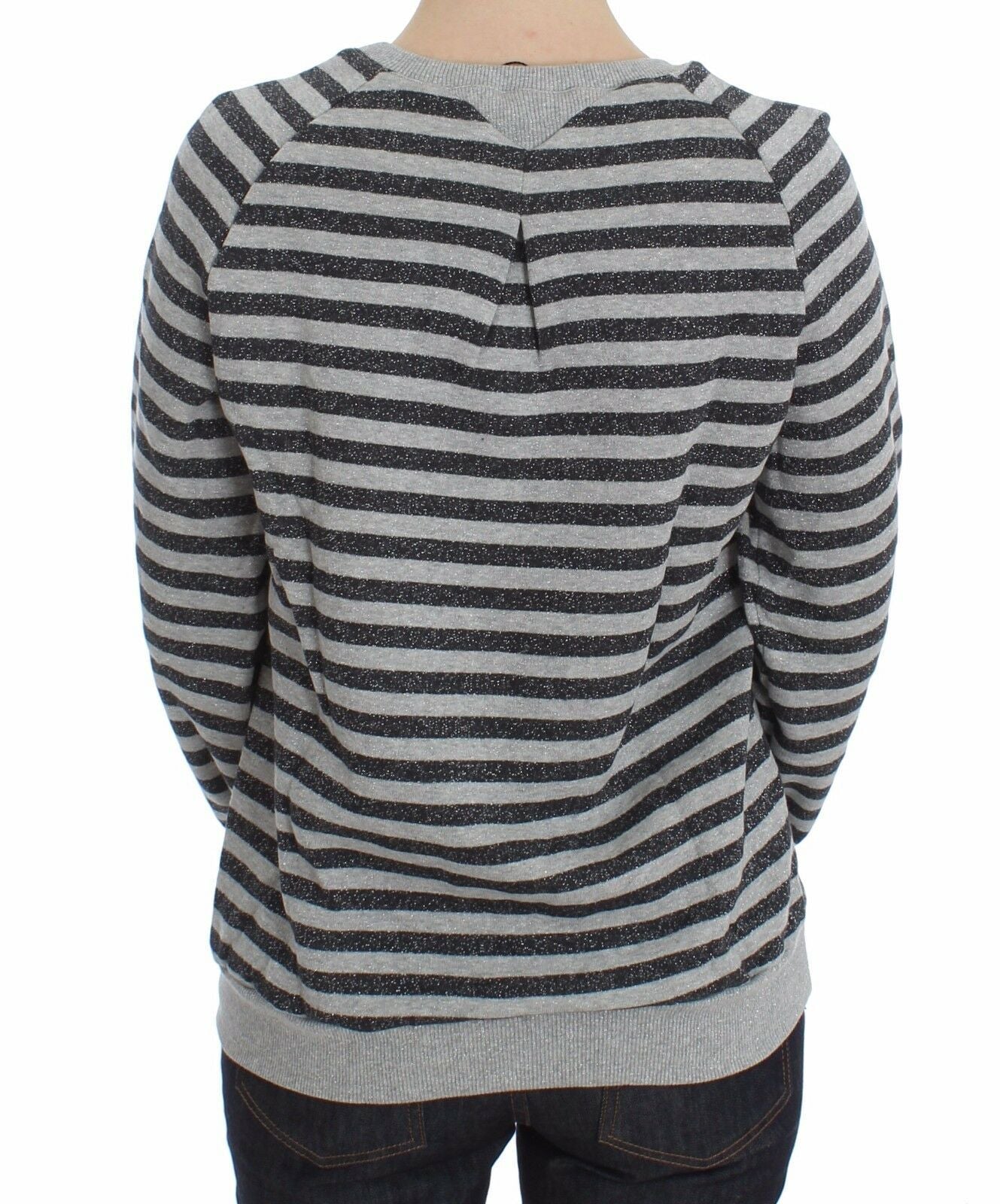 Maglione girocollo in cotone a righe grigio Exte