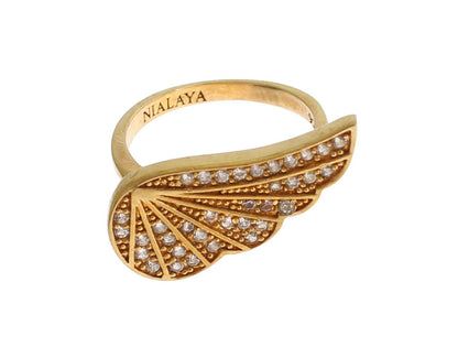 Anello autentico da donna Nialaya in argento 925 con zirconi trasparenti e oro