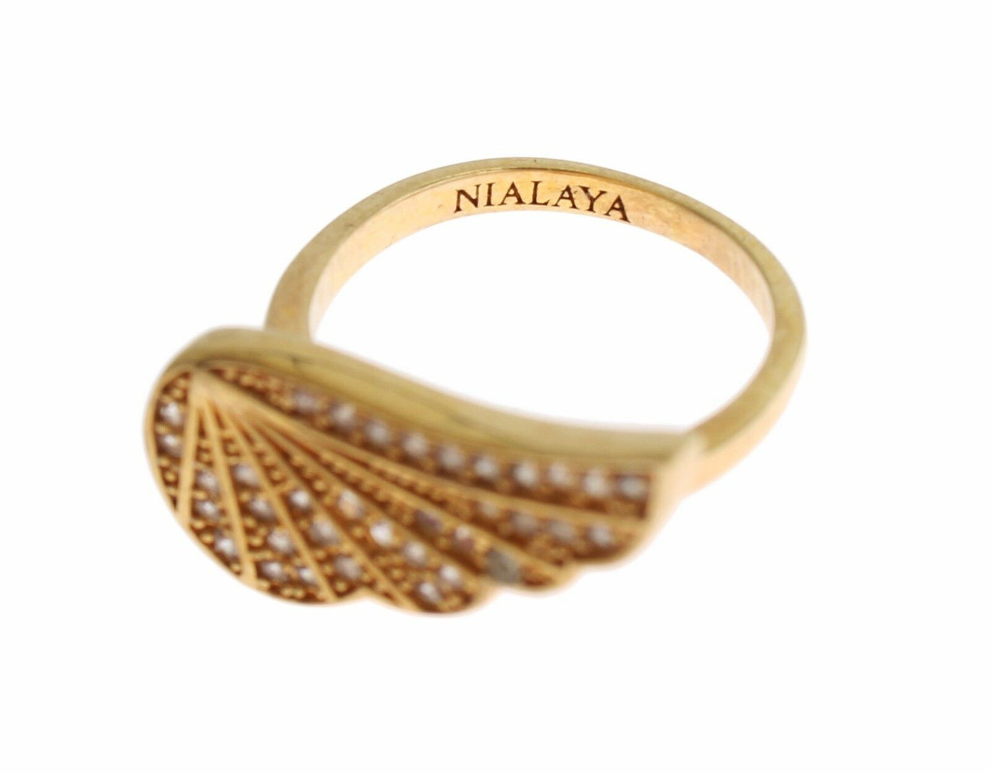 Anello autentico da donna Nialaya in argento 925 con zirconi trasparenti e oro