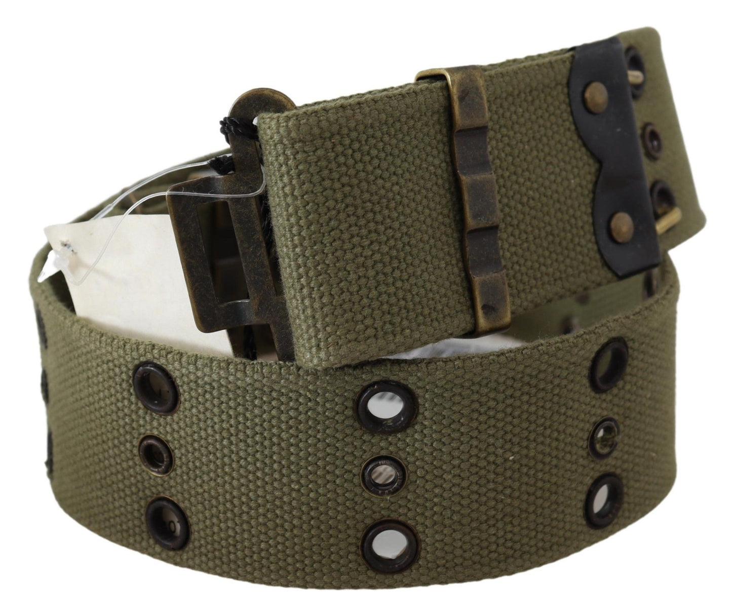 Cintura Ermanno Scervino Verde 100% Cotone Con Fibbia In Bronzo Rustico