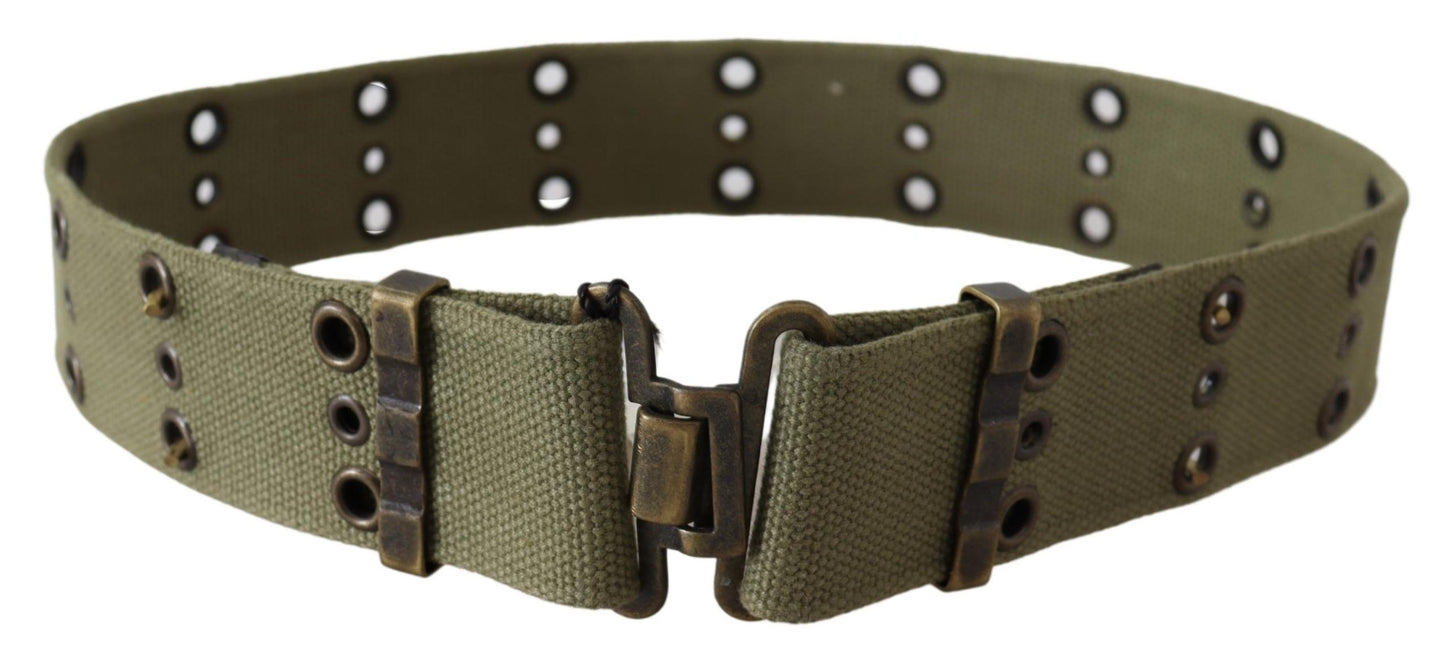 Cintura Ermanno Scervino Verde 100% Cotone Con Fibbia In Bronzo Rustico
