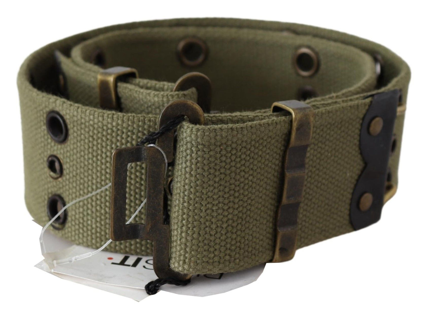 Cintura Ermanno Scervino Verde 100% Cotone Con Fibbia In Bronzo Rustico