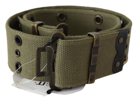 Cintura Ermanno Scervino Verde 100% Cotone Con Fibbia In Bronzo Rustico
