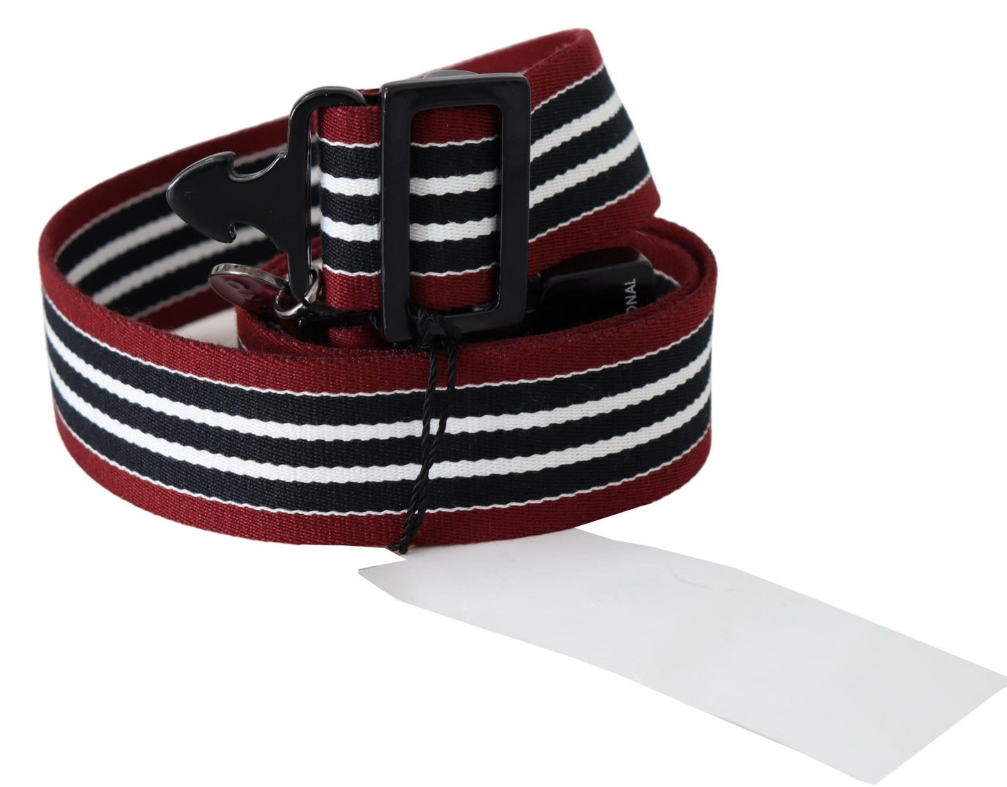 Cintura Costume National con fibbia nera e argento a righe color marrone