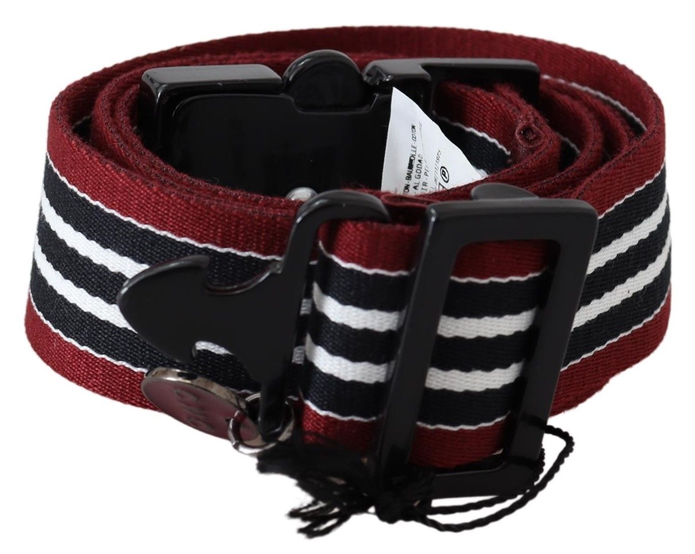 Cintura Costume National con fibbia nera e argento a righe color marrone