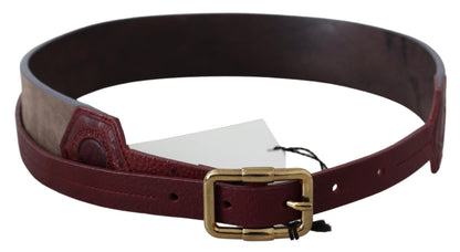Cintura larga in pelle marrone GF Ferre con fibbia con logo cromato dorato