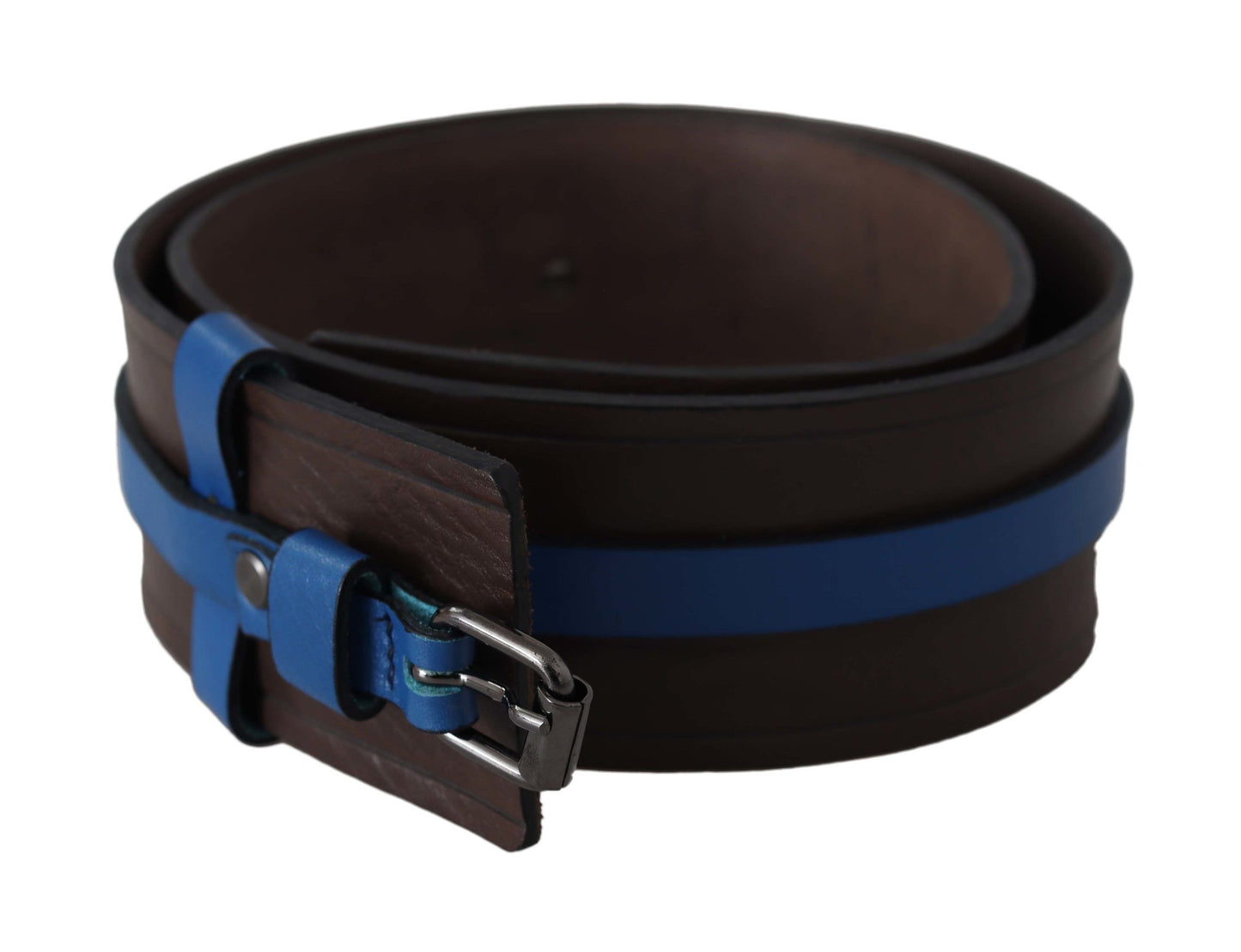 Cintura con fibbia in pelle sottile blu marrone Costume National