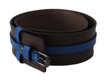 Cintura con fibbia in pelle sottile blu marrone Costume National