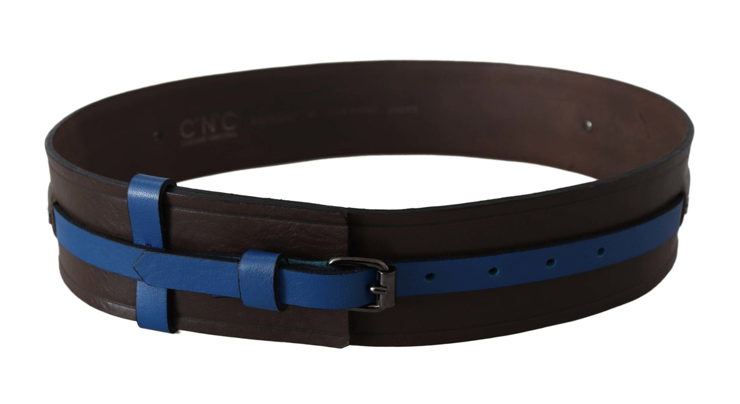 Cintura con fibbia in pelle sottile blu marrone Costume National