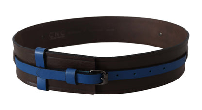 Cintura con fibbia in pelle sottile blu marrone Costume National