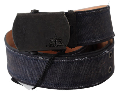 Cintura Ermanno Scervino In Pelle Blu Con Fibbia A Cricchetto