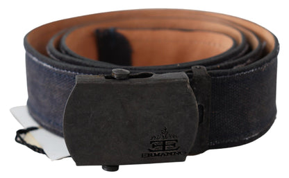 Cintura Ermanno Scervino In Pelle Blu Con Fibbia A Cricchetto