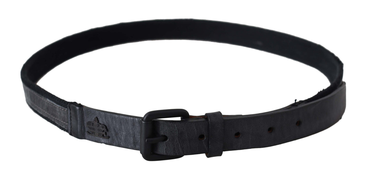 Ermanno Scervino In Pelle Nera Con Fibbia Logo In Vita