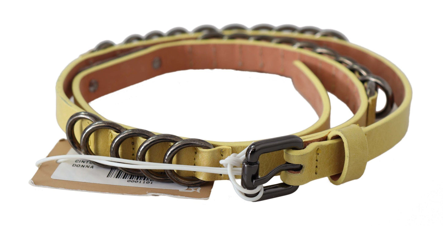 Cintura di lusso con fibbia sottile in pelle gialla John Galliano