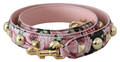 Tracolla per borsa Dolce &amp; Gabbana con borchie dorate e floreali rosa