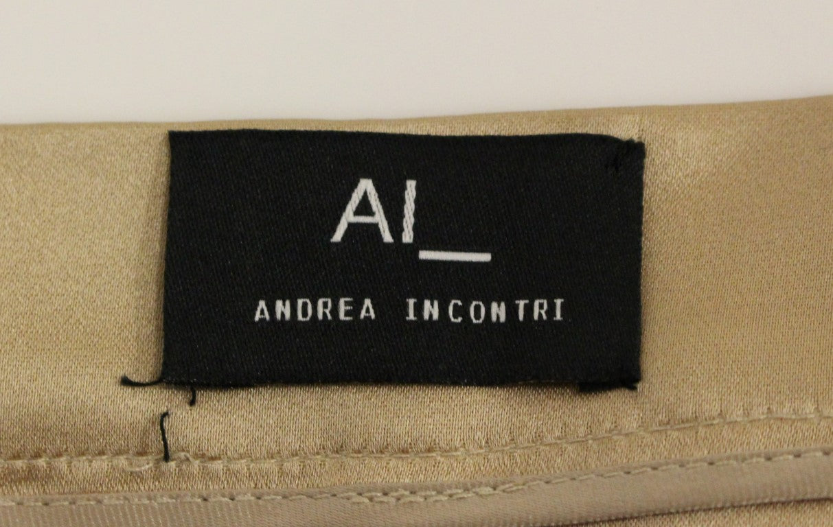 Andrea Incontri Gonna mini plissettata in seta marrone