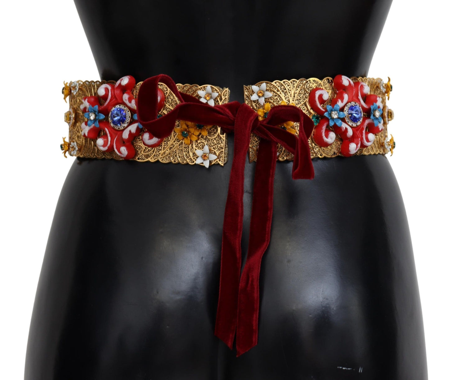 Cintura Carretto Dolce &amp; Gabbana con cristalli floreali e vita larga