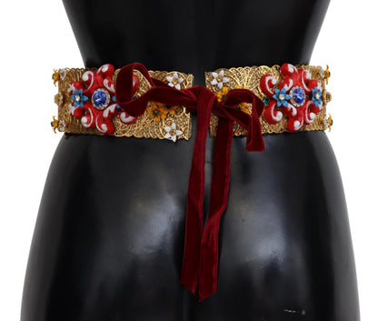 Cintura Carretto Dolce &amp; Gabbana con cristalli floreali e vita larga