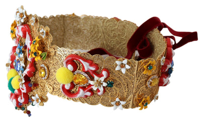 Cintura Carretto Dolce &amp; Gabbana con cristalli floreali e vita larga
